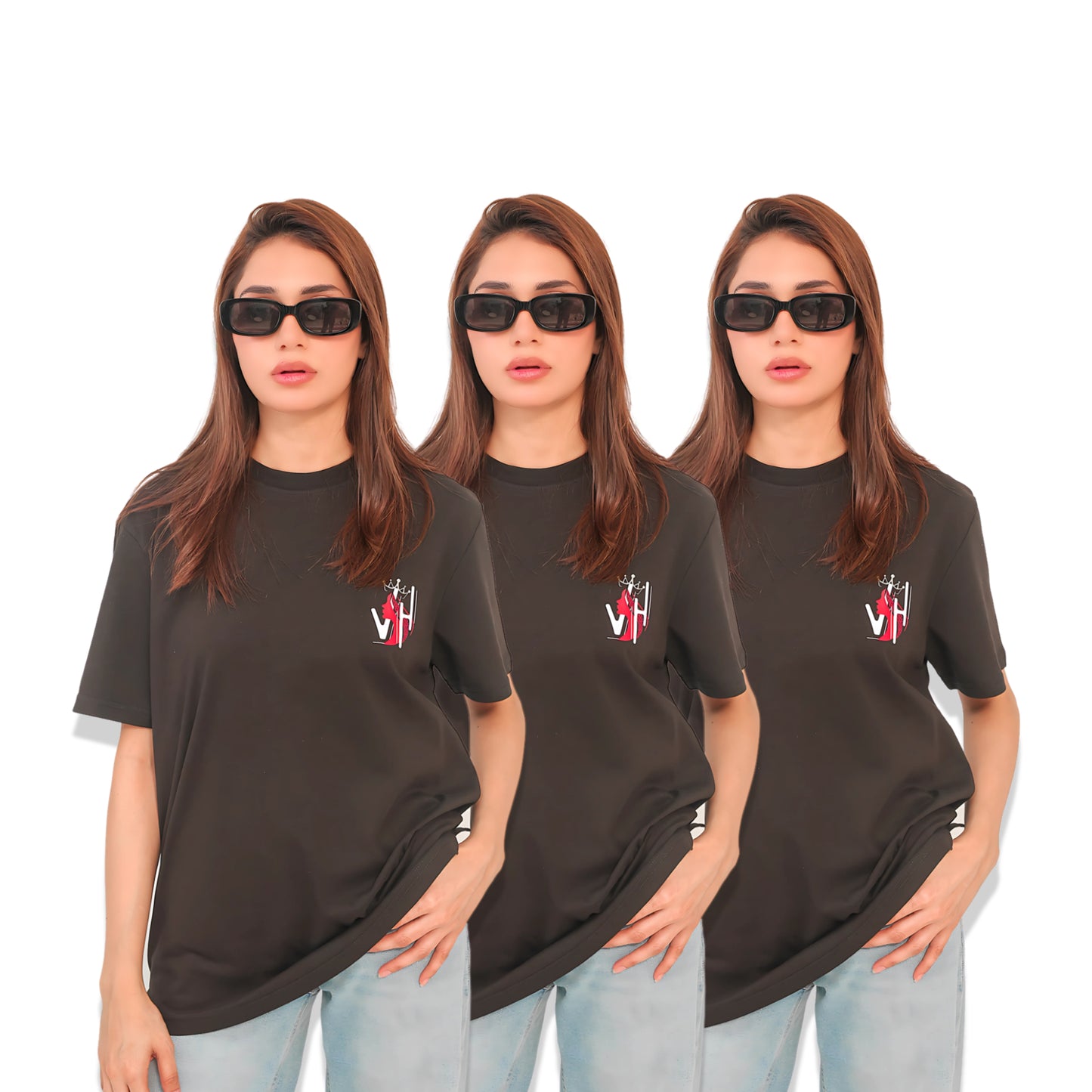 Oversized Women’s Round Neck Graphic T Shirt - Available in Black and White