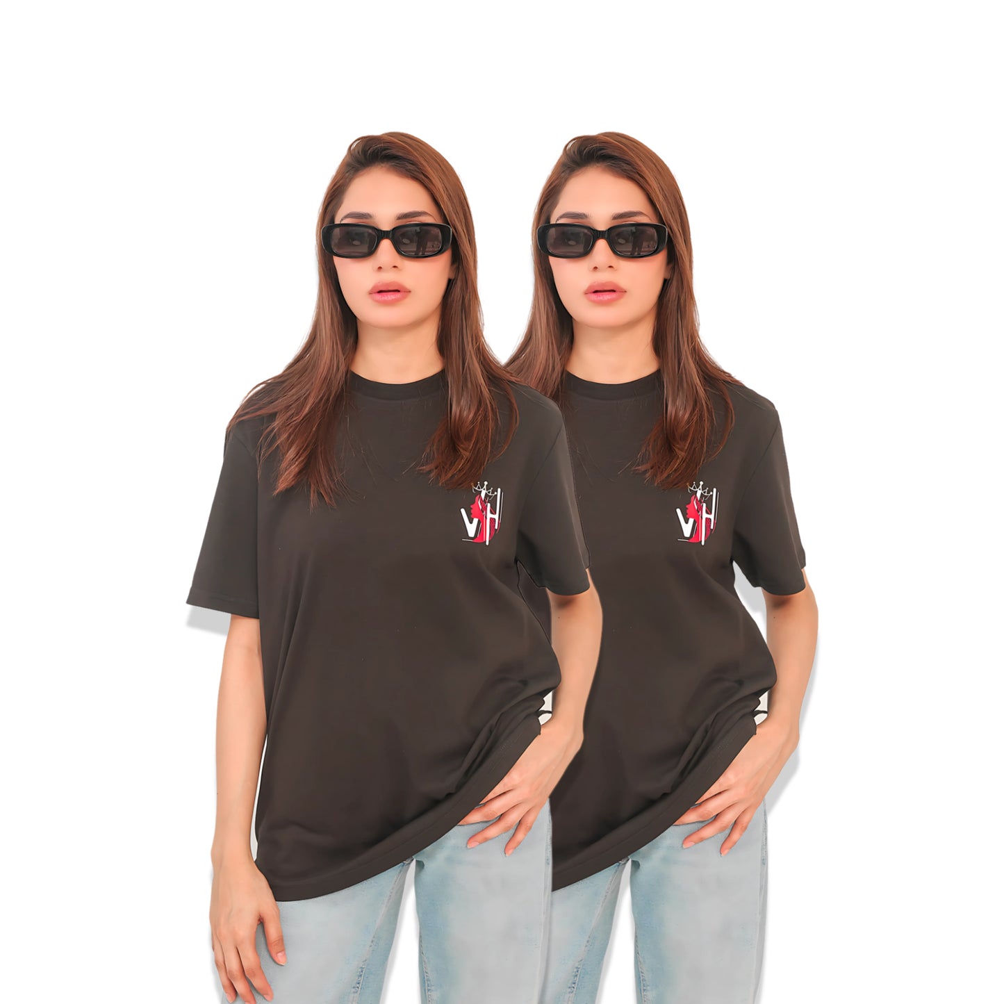 Oversized Women’s Round Neck Graphic T Shirt - Available in Black and White
