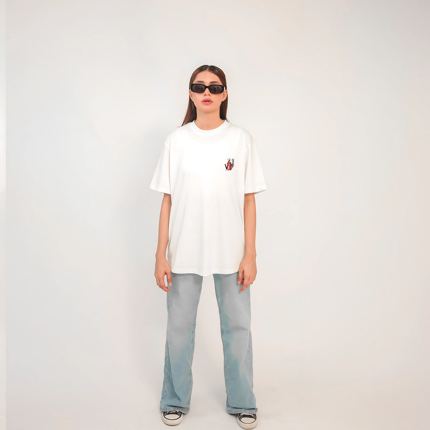 Oversized Women’s Round Neck Graphic T Shirt - Available in Black and White