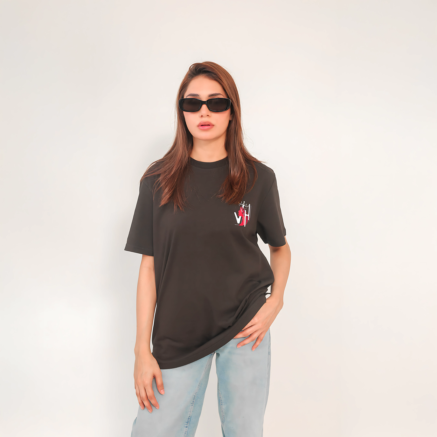 Oversized Women’s Round Neck Graphic T Shirt - Available in Black and White