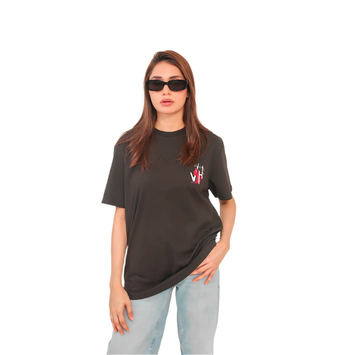 Oversized Women’s Round Neck Graphic T Shirt - Available in Black and White