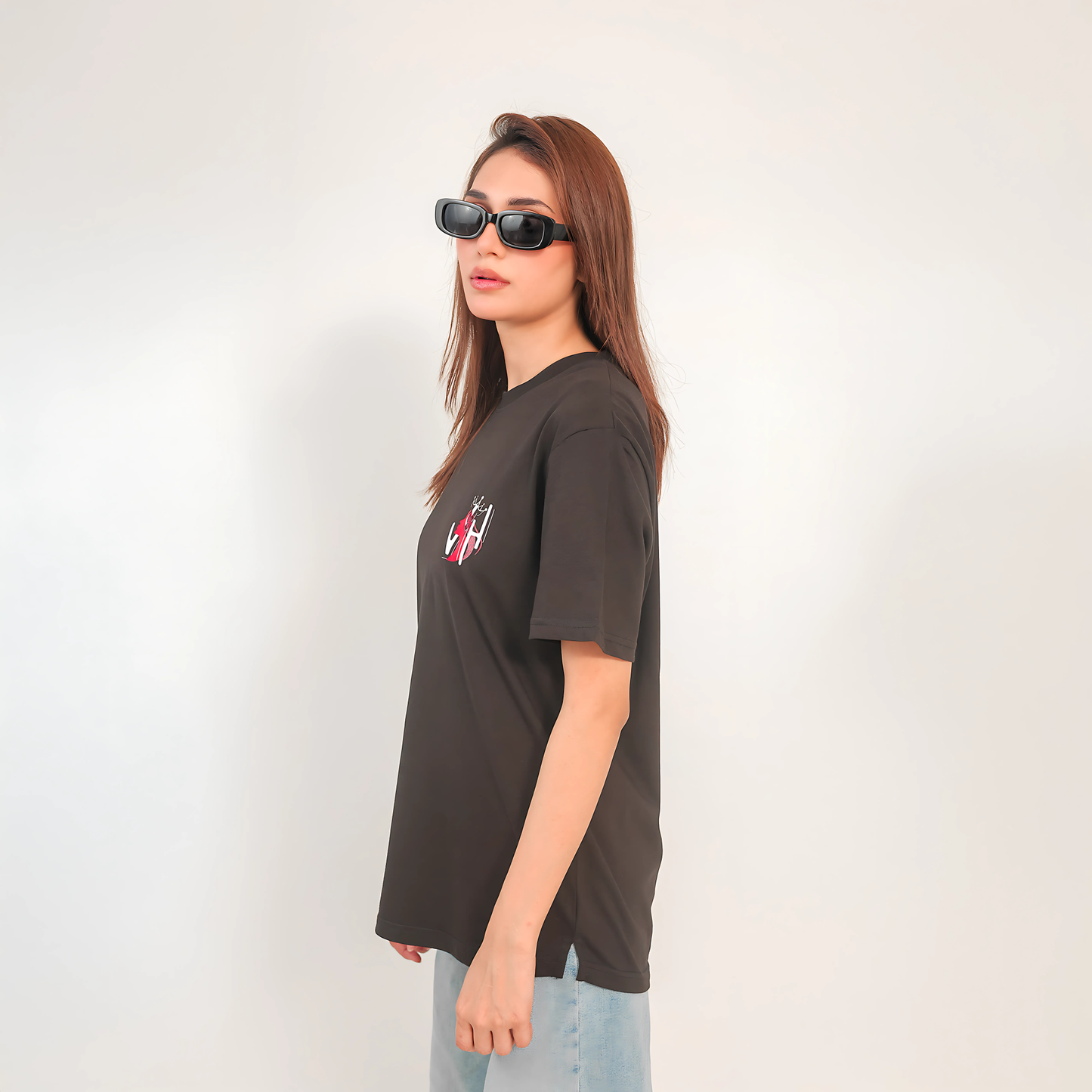 Oversized Women’s Round Neck Graphic T Shirt - Available in Black and White