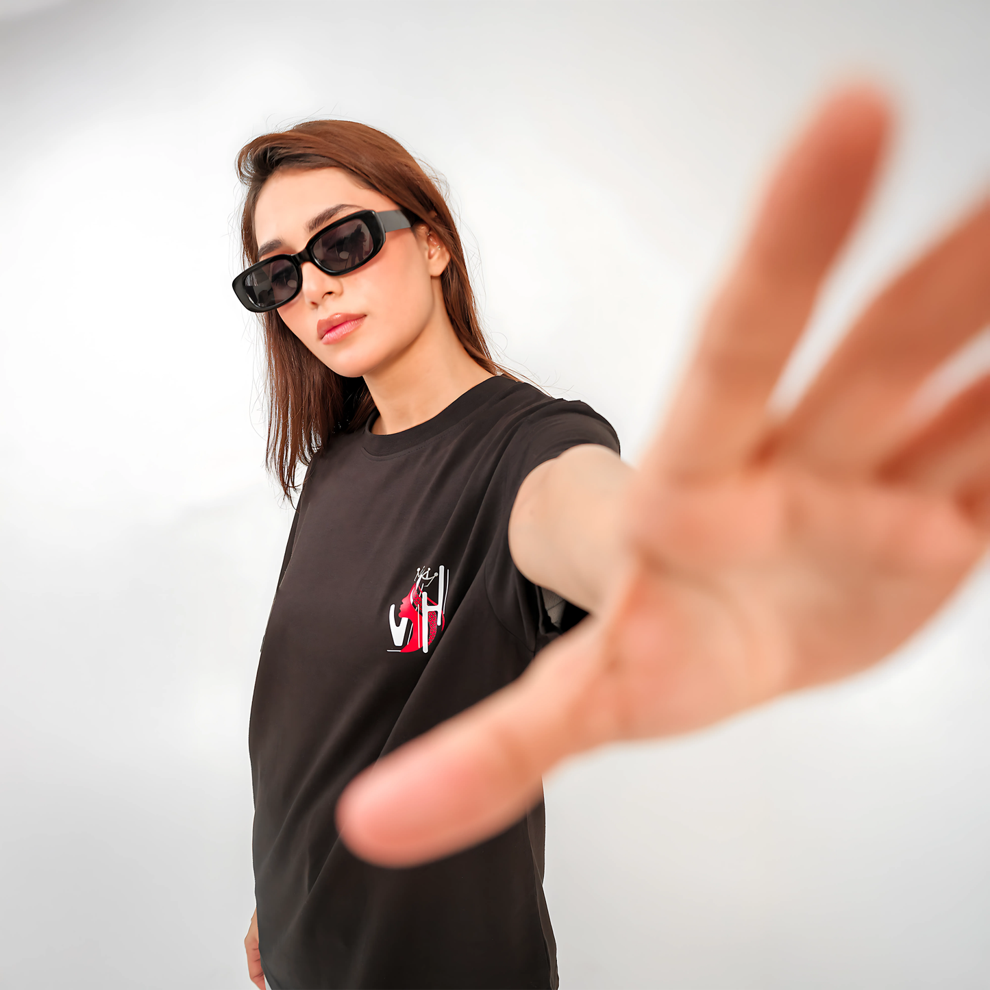 Oversized Women’s Round Neck Graphic T Shirt - Available in Black and White
