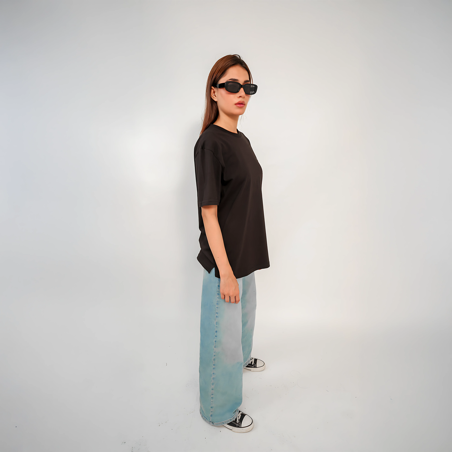 Oversized Women’s Round Neck Graphic T Shirt - Available in Black and White