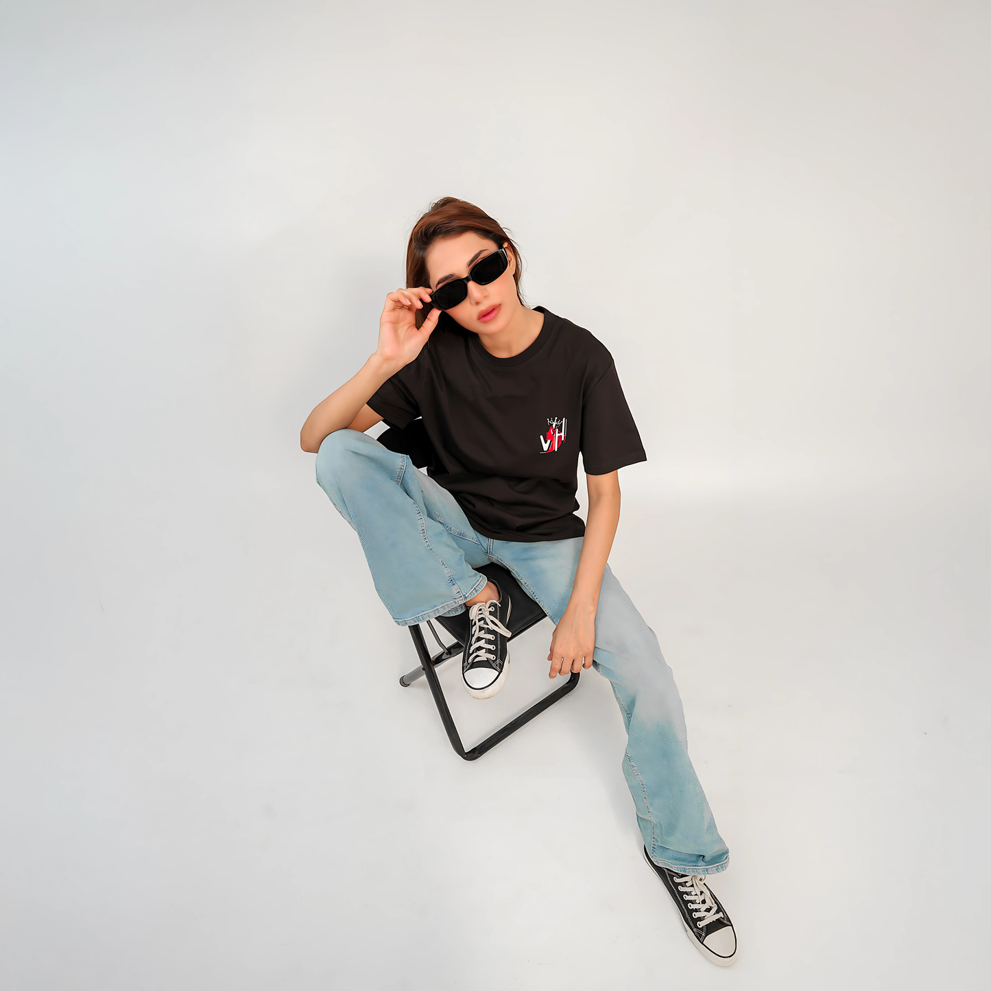 Oversized Women’s Round Neck Graphic T Shirt - Available in Black and White
