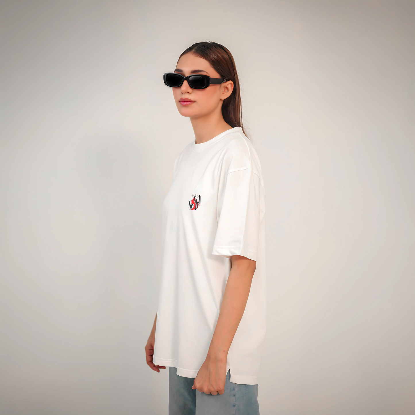 Oversized Women’s Round Neck Graphic T Shirt - Available in Black and White