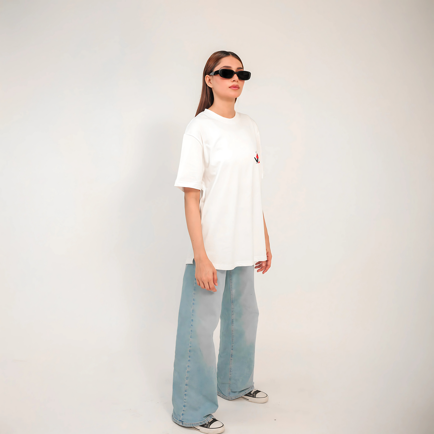 Oversized Women’s Round Neck Graphic T Shirt - Available in Black and White