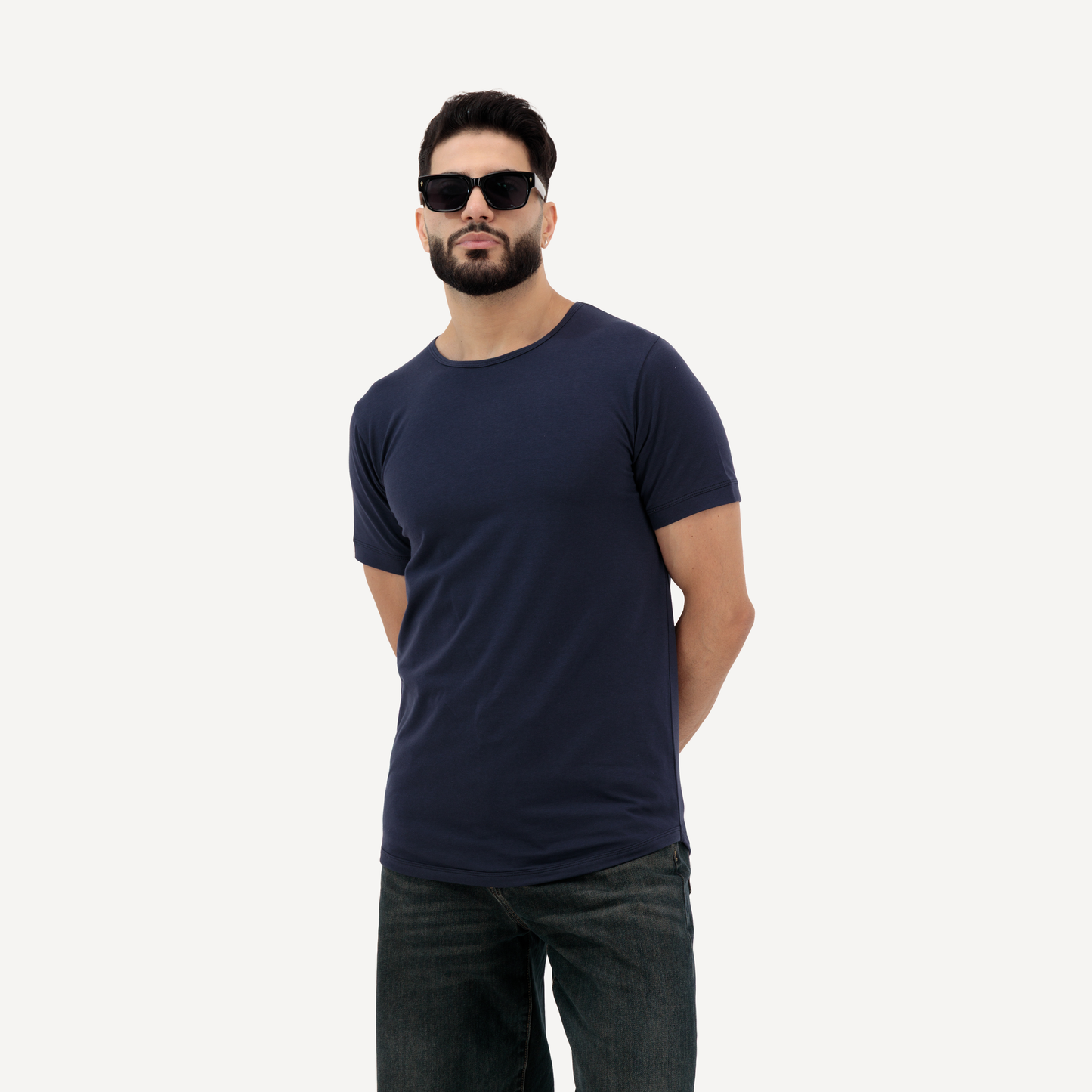 Dynasty Plain T Shirt for Men – Premium Cotton Crew Neck in Navy Blue