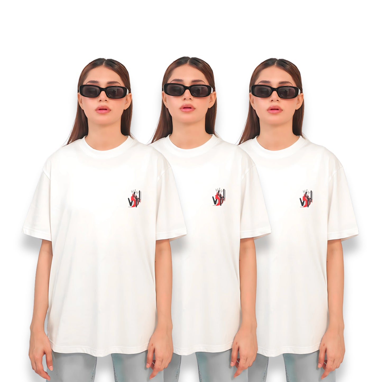 Oversized Women’s Round Neck Graphic T Shirt - Available in Black and White