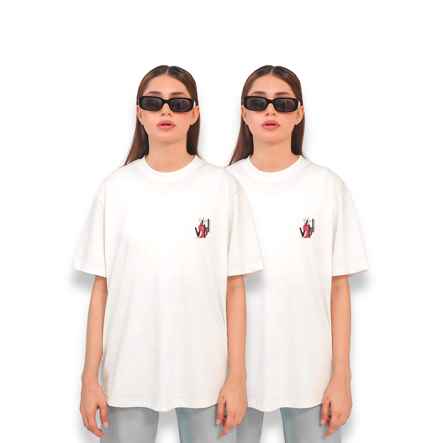 Oversized Women’s Round Neck Graphic T Shirt - Available in Black and White