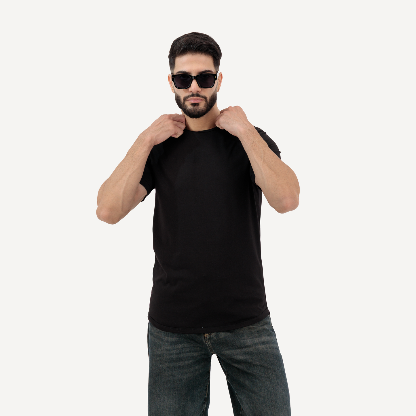 Dynasty Collection Men’s Plain Black T Shirt - Regular Fit, Half Sleeve, Crew Neck