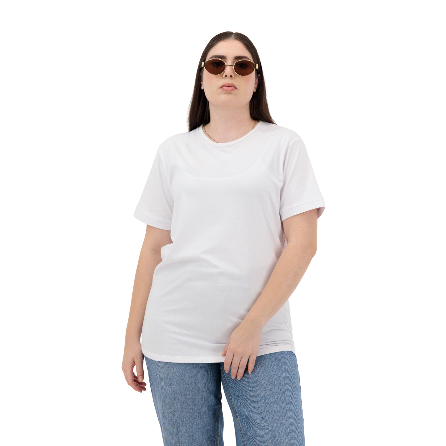 Dynasty Women’s White Cotton T-Shirt – Short Sleeve, Round Neck