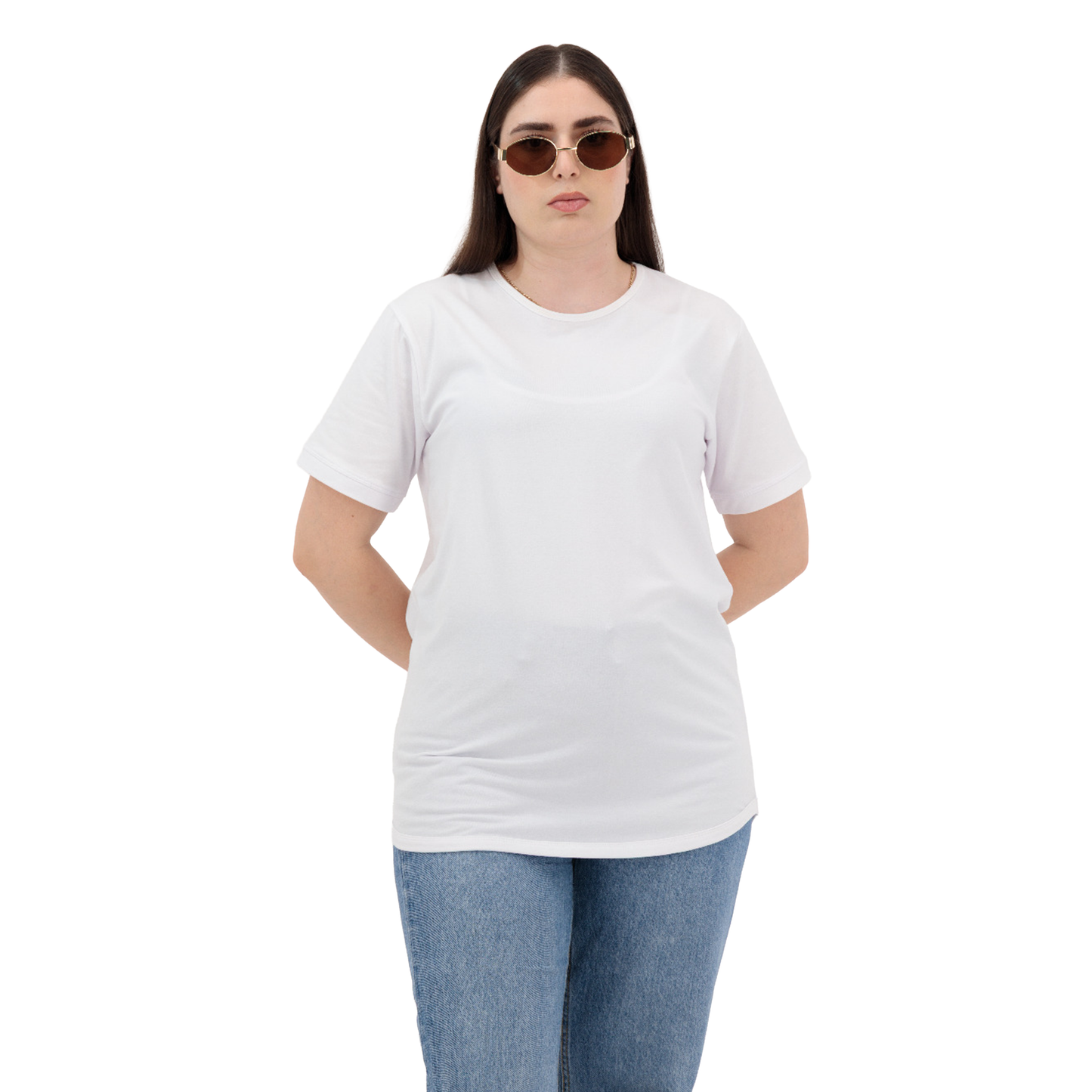 Dynasty Women’s White Cotton T-Shirt – Short Sleeve, Round Neck