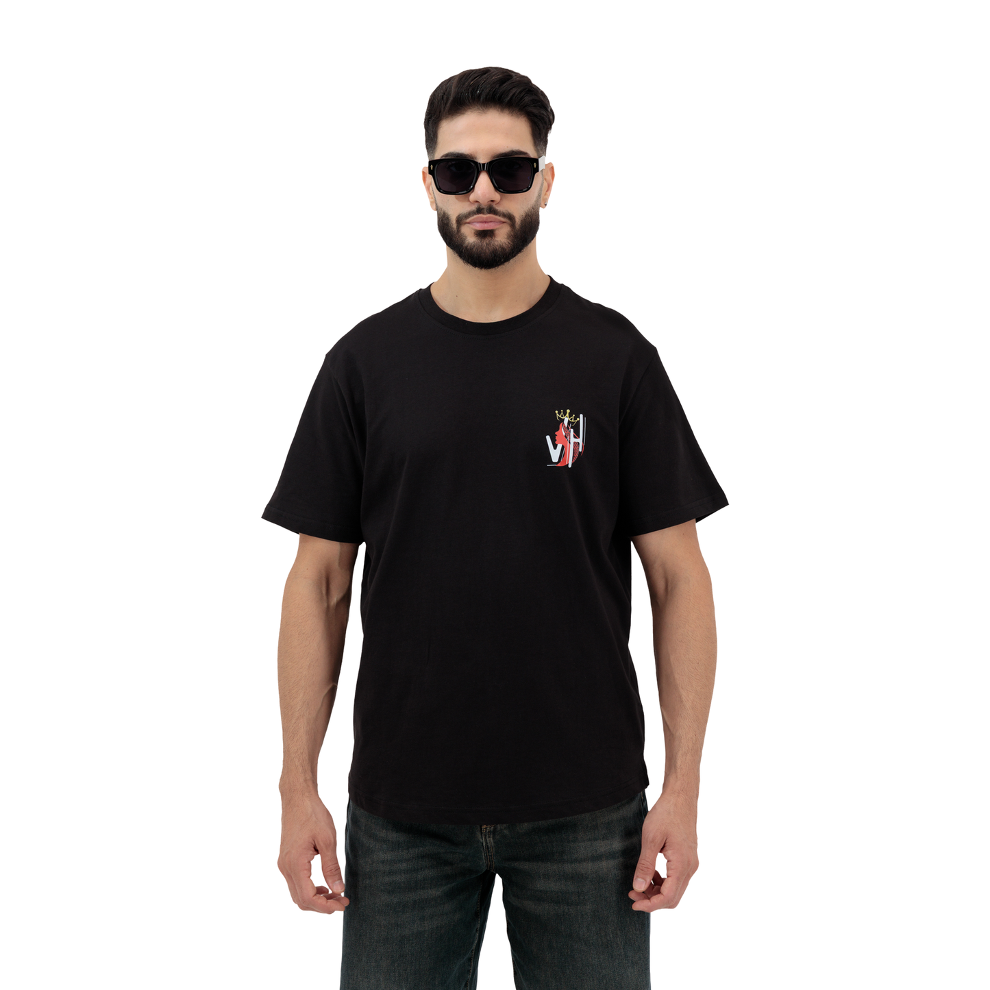 Oversized black men’s t-shirt with trendy front print