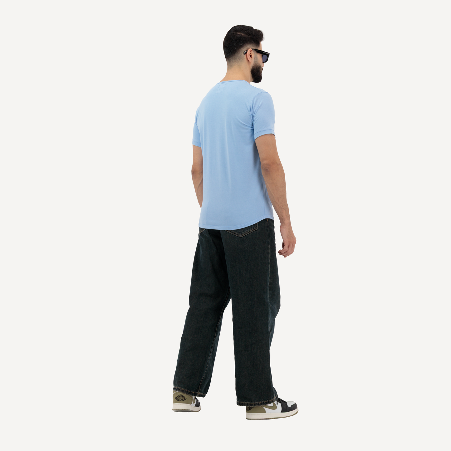 Comfortable men’s plain cotton t-shirt in mist color, perfect for layering or casual streetwear looks