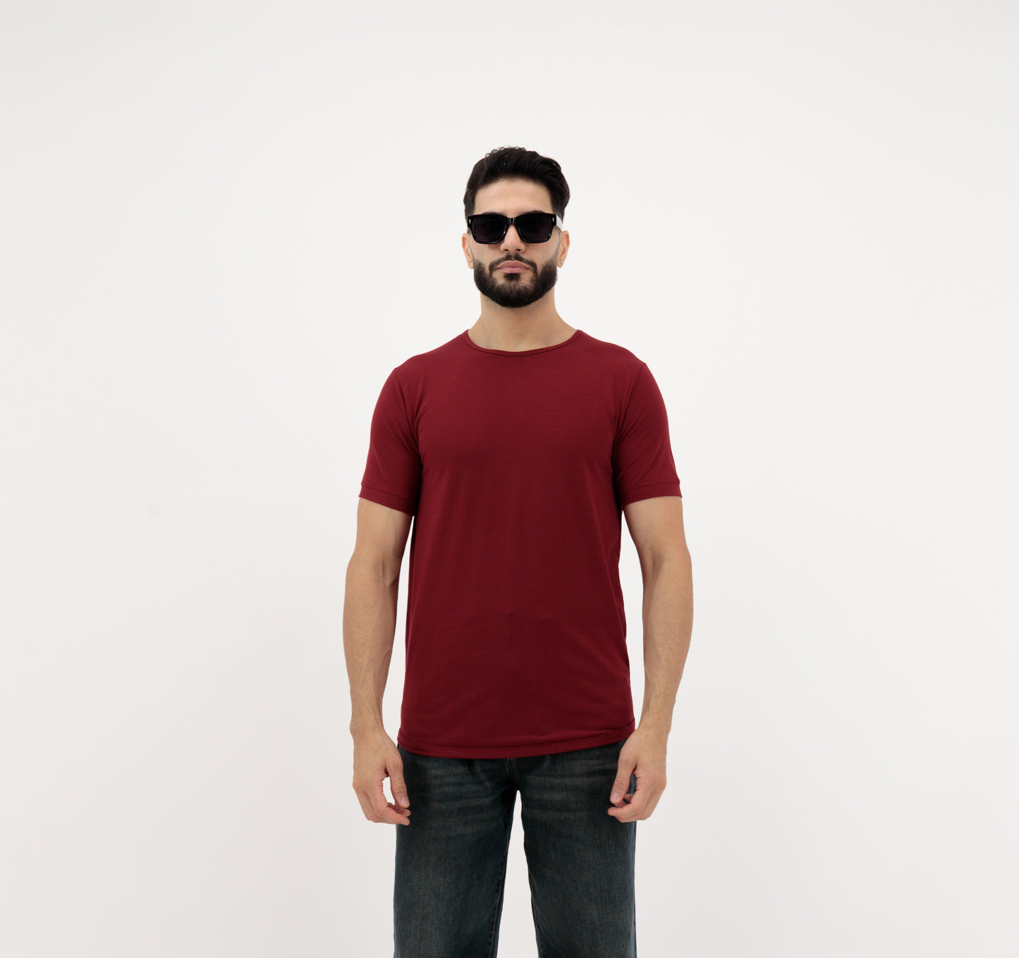 Dynasty Tees – Plain Men’s T-Shirts in Sandstone & Navy Blue