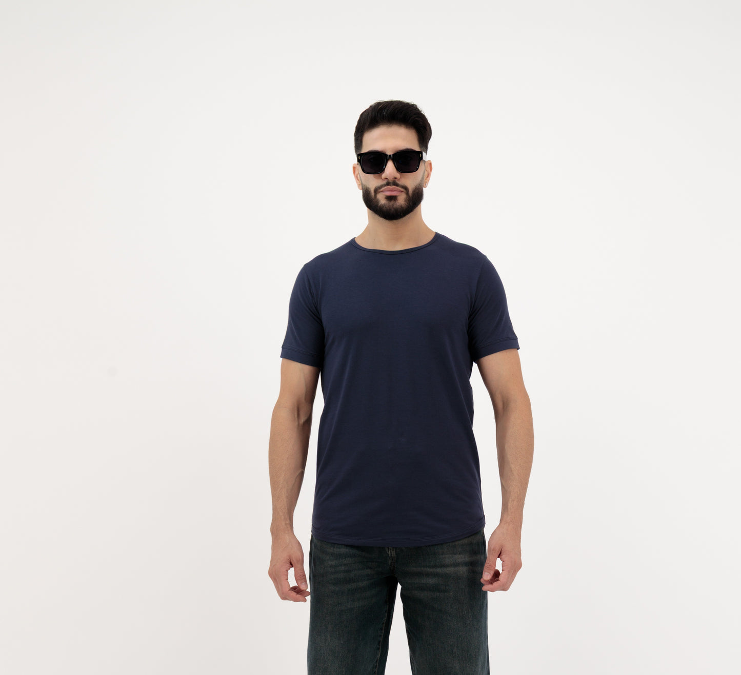 Dynasty Plain T Shirt for Men – Premium Cotton Crew Neck in Navy Blue