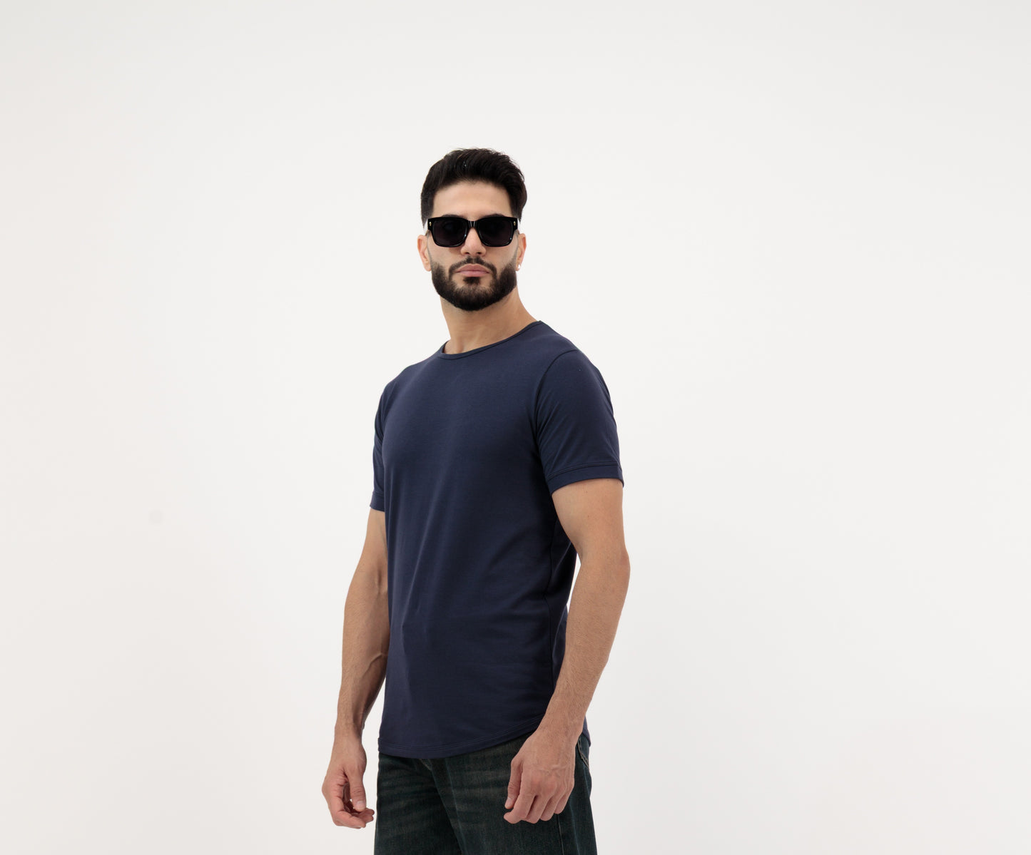 Dynasty Tees – Plain Men’s T-Shirts in Sandstone & Navy Blue