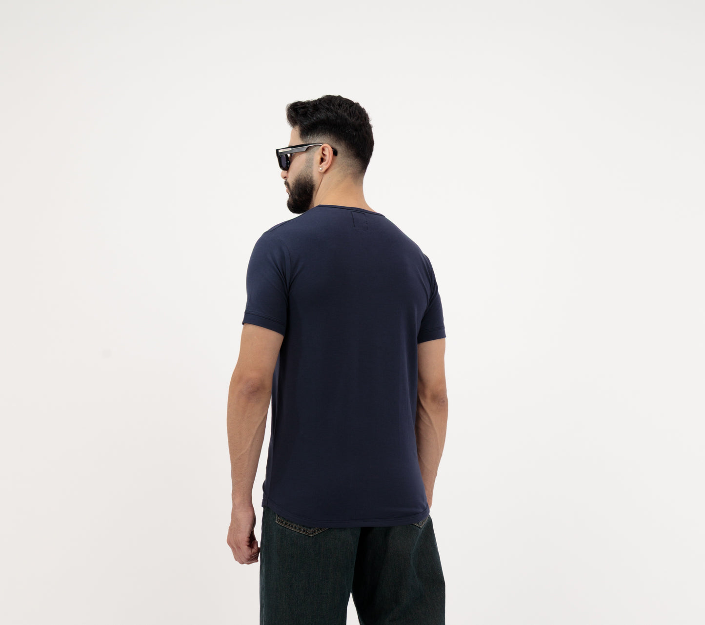 Dynasty Plain T Shirt for Men – Premium Cotton Crew Neck in Navy Blue