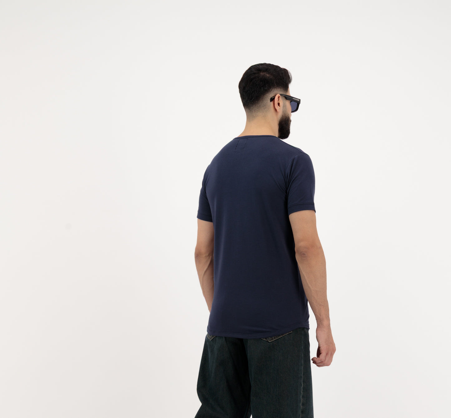 Dynasty Plain T Shirt for Men – Premium Cotton Crew Neck in Navy Blue