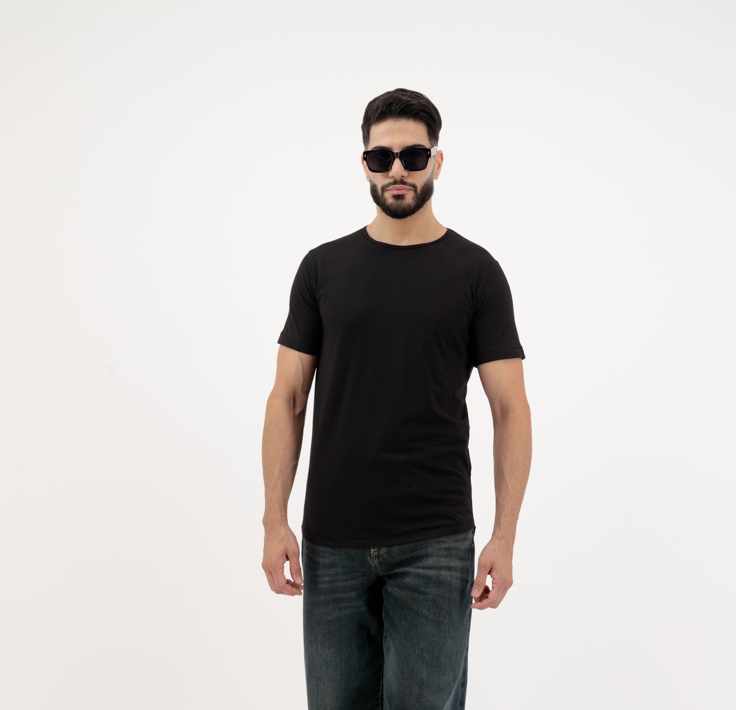 Dynasty Collection Men’s Plain Black T Shirt - Regular Fit, Half Sleeve, Crew Neck