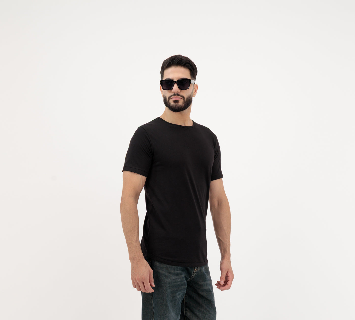 Dynasty Collection Men’s Plain Black T Shirt - Regular Fit, Half Sleeve, Crew Neck