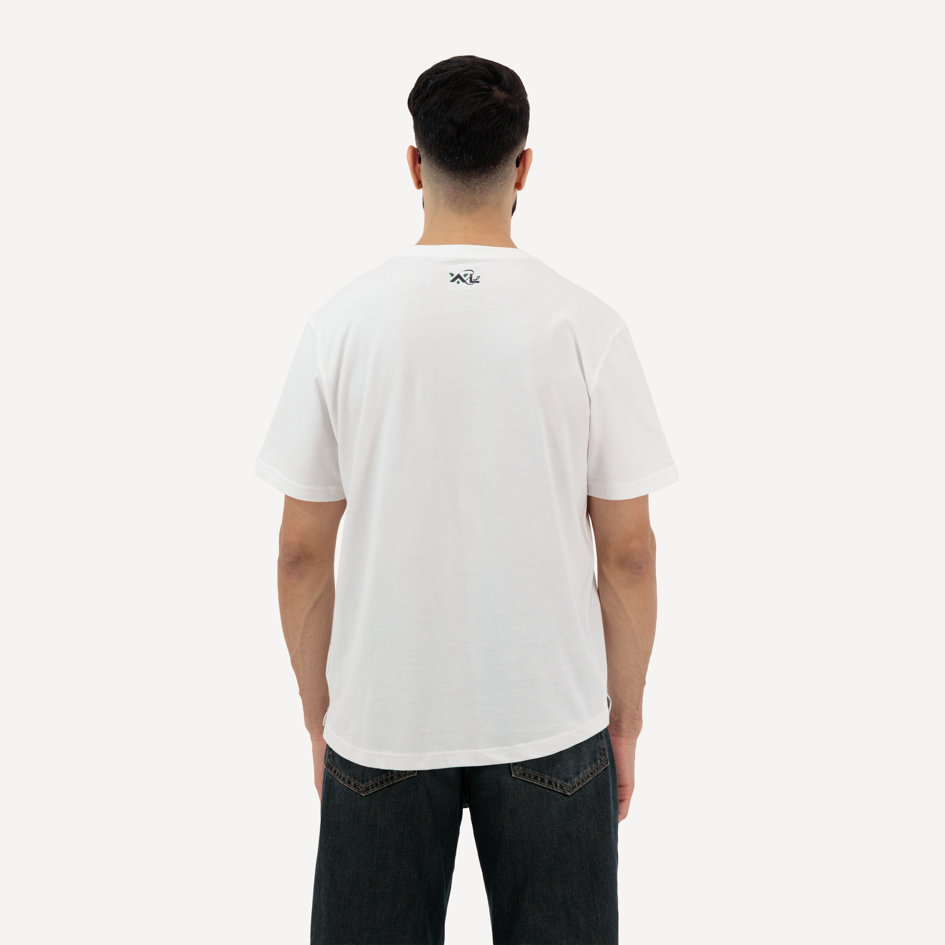 White cotton printed t-shirt for men with stylish back logo